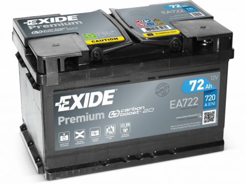 Autobaterie EXIDE Premium, 12V, 72Ah, 720A, EA722, Carbon Boost