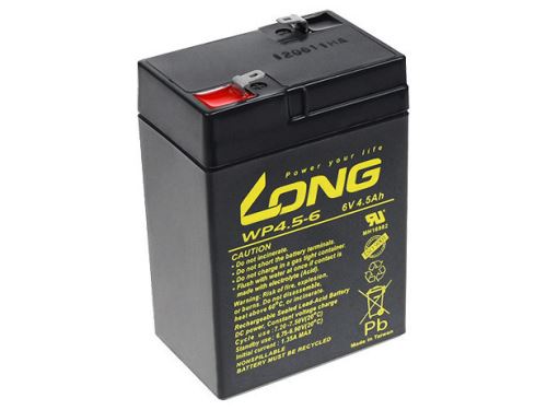 Baterie Long 6V, 4,5Ah olověný akumulátor F1 (1)