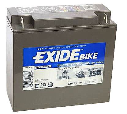 Motobaterie EXIDE BIKE Factory Sealed 16Ah, 12V, 100A, GEL12-16