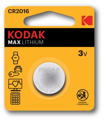Baterie Kodak Max CR2016, Lithium, 3V, (Blistr 1ks)