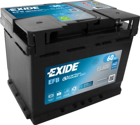 Autobaterie EXIDE Start-Stop EFB, 12V, 60Ah, 640A, EL600