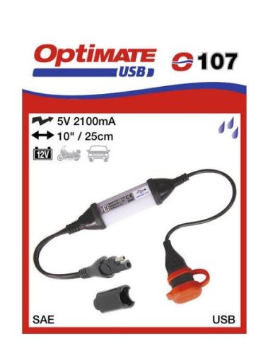 O107 příslušenství k Accumate a Optimate - SAE uni s voděodolnou zás. USB 2,1A