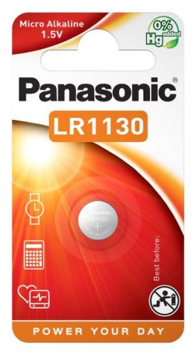 Baterie Panasonic LR1130, LR54, 389, 390, AG10, 189, Alkaline, 1,5V, (Blistr 1ks)