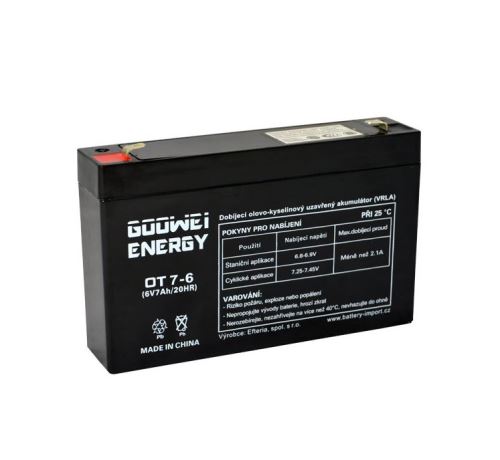 Staniční (záložní) baterie Goowei OT7-6, F1, 7Ah, 6V ( VRLA )