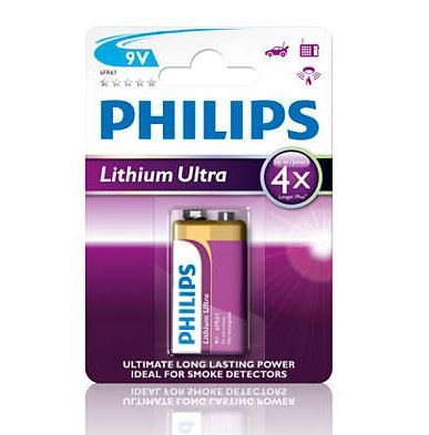 Baterie Philips 6FR61LB1A/10, 9V, Lithium Ultra, (Blistr 1ks)