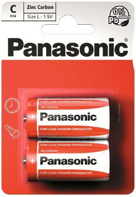 Baterie Panasonic zinco-carbon, R14RZ, C, (Blistr 2ks)