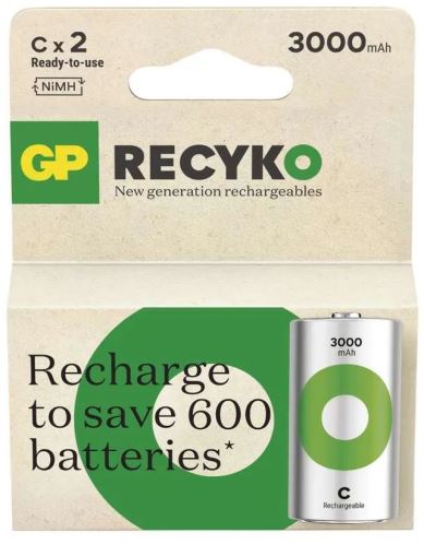 Baterie GP Recyko 3000mAh, HR14, C, nabíjecí, 1032322300, (Blistr 2ks)