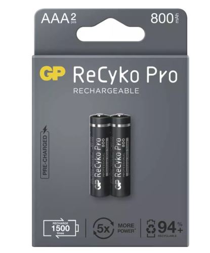 Baterie GP ReCyko Pro 800mAh, AAA, HR03, Ni-MH, nabíjecí, 1033122080, B2218 (Blistr 2ks)