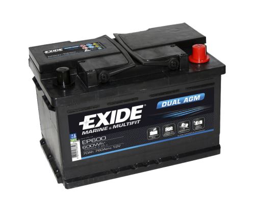 Trakční baterie EXIDE DUAL AGM, 12V, 70Ah, 760A, EP600