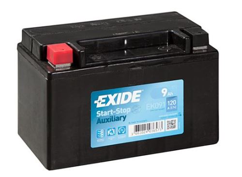 Autobaterie EXIDE Start-Stop Přídavná (Auxiliary), 12V, 9Ah, 120A, EK091
