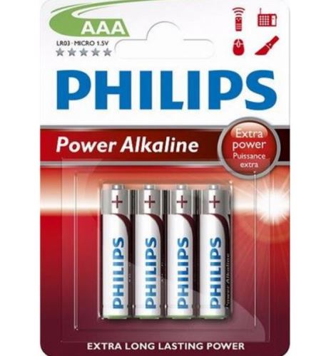 Baterie Philips LR03, AAA, Power Alkaline, (Blistr 4ks)