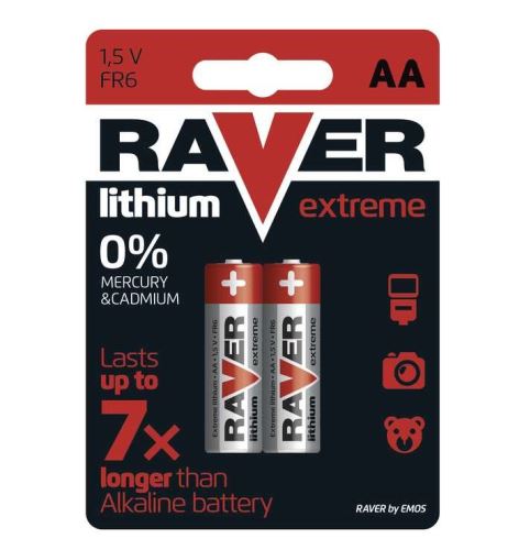 Baterie RAVER FR6, Lithium, AA, (Blistr 2ks) 1321212000