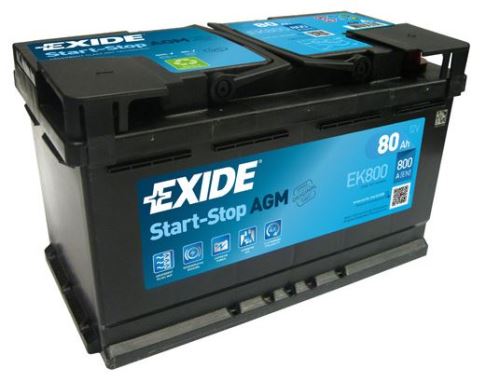 Autobaterie EXIDE Start-Stop AGM, 12V, 80Ah, EK800