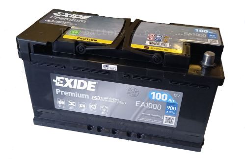 Autobaterie EXIDE Premium, 100Ah, 12V, 900A, EA1000, Carbon Boost