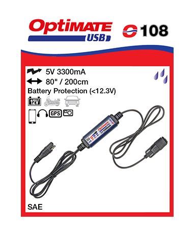 O108 příslušenství k Accumate a Optimate - SAE uni s voděodolnou zás. USB 3,3A