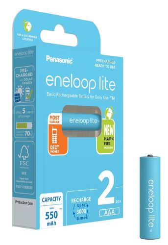 Baterie Panasonic Eneloop lite BK-4LCCE/2BE, AAA, 550mAh, (blistr 2ks)