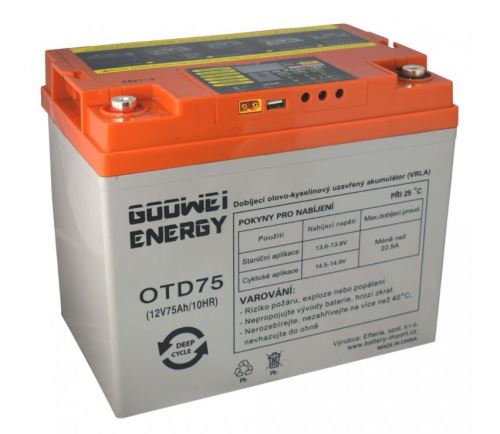 Trakční (gelová) baterie Goowei OTD75-12, 75Ah, 12V ( VRLA )