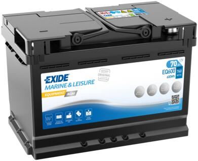Trakční baterie EXIDE AGM, 12V, 70Ah, 760A, EQ600