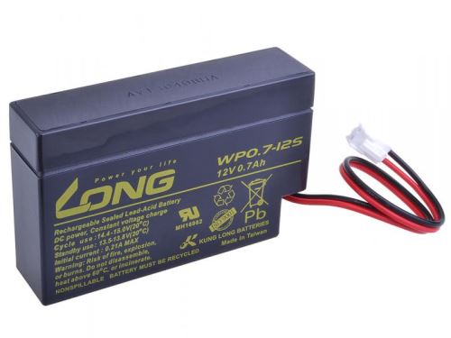 Baterie Long 12V, 0,7Ah olověný akumulátor JST (2)