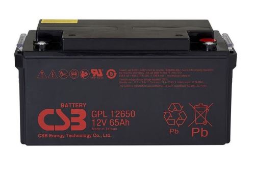 Akumulátor (baterie) CSB GPL12650, 12V, 65Ah, šroubová spojka M6, 10let