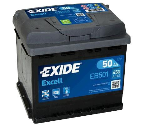 Autobaterie EXIDE Excell 12V, 50Ah, 450A, EB501 - Levá
