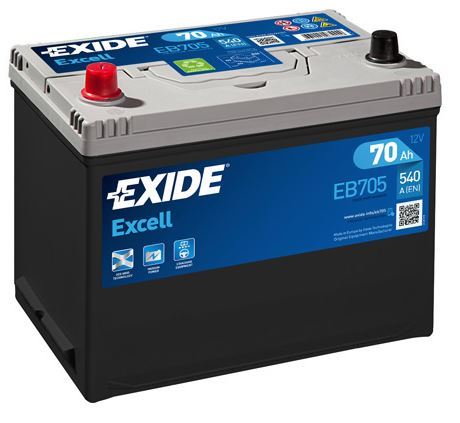 Autobaterie EXIDE Excell 12V, 70Ah, 540A, EB705 - Levá