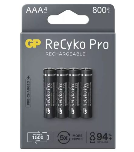 Baterie GP ReCyko 800mAh, Pro Professional HR03, AAA, nabíjecí, 1033114063, (Blistr 4ks)