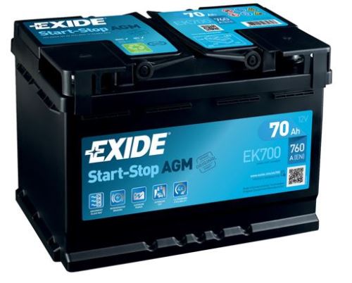 Autobaterie EXIDE Start-Stop AGM, 12V, 70Ah, EK700