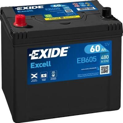 Autobaterie EXIDE Excell 12V, 60Ah, 480A, EB605 - Levá (3)