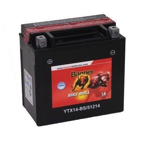 Motobaterie Banner Bike Bull AGM YTX14-BS, 12V, 12Ah, Levá