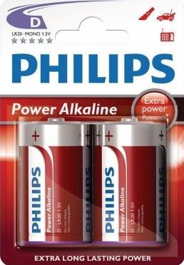 Baterie Philips LR20, D, Power Alkaline, (Blistr 2ks)