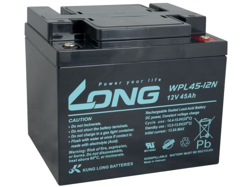 Baterie Long 12V, 45Ah olověný akumulátor F4 (WPL45-12N) (2)