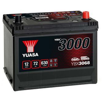 Autobaterie Yuasa YBX3000, 72Ah, 12V, 630A (YBX3068) - Japan Pravá s patkou